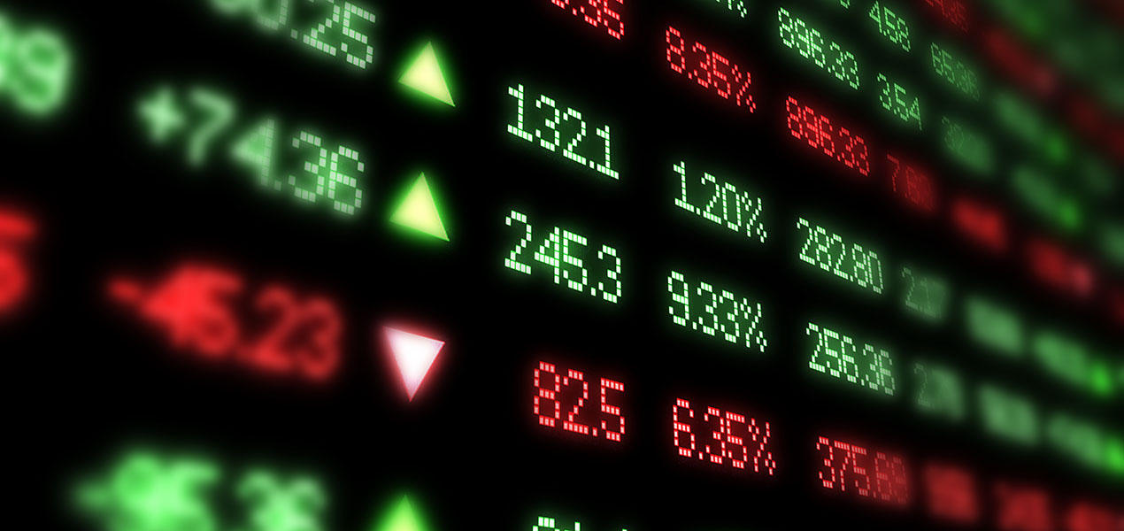 Image of stock price ticker board.