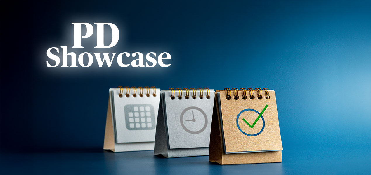 Three flip charts with a calendar, a clock and a checkmark.