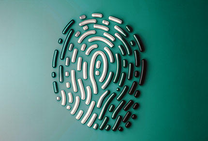 A 3D rendering of a thumb print.