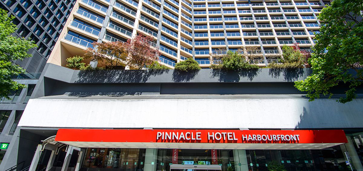The exterior of the Pinnacle Hotel Harbourfront Hotel in Vancouver