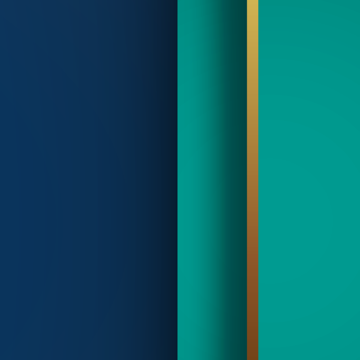 Vertical blue, aqua and gold stripes.